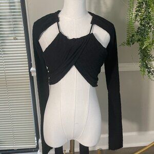 Guizio | Wrap Long Sleeve Halter Top